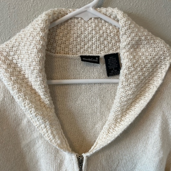 Vintage Northcrest Shawl Collar Embroidered Beaded Trees Zip Up Sweater Grandma - Picture 4 of 6